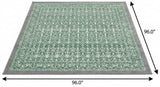 8' Green And Ivory Geometric Shag Washable Round Rug With UV Protection - HomeRoots - Flyclothing LLC