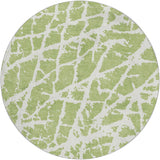 8' Green And Ivory Geometric Shag Washable Round Rug With UV Protection - HomeRoots - Flyclothing LLC