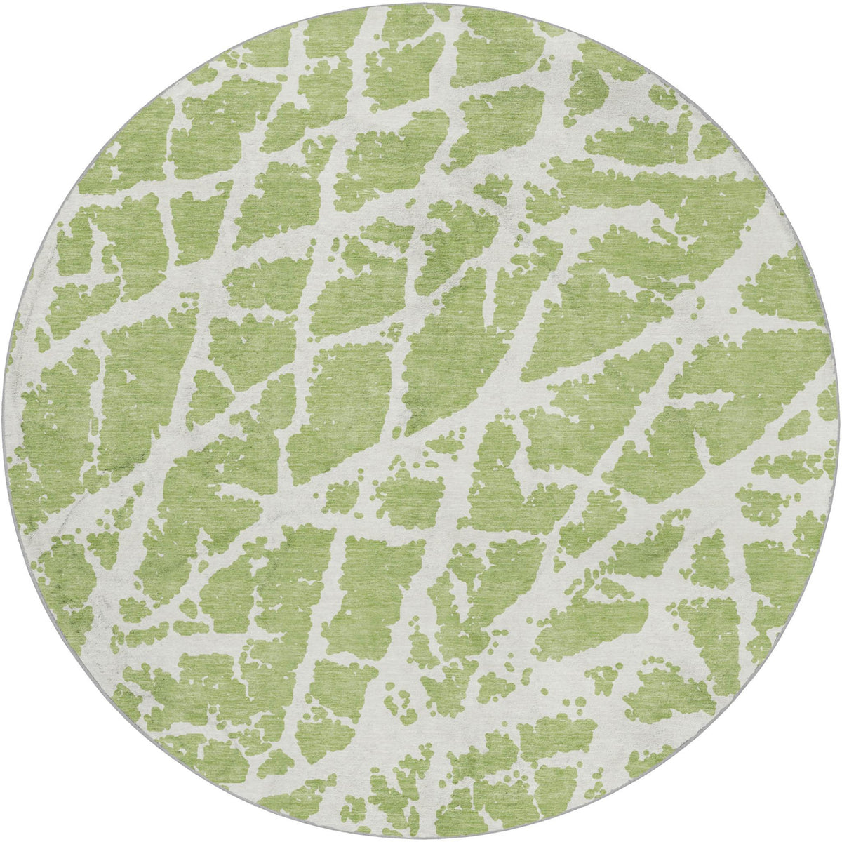 8' Green And Ivory Geometric Shag Washable Round Rug With UV Protection - HomeRoots - Flyclothing LLC