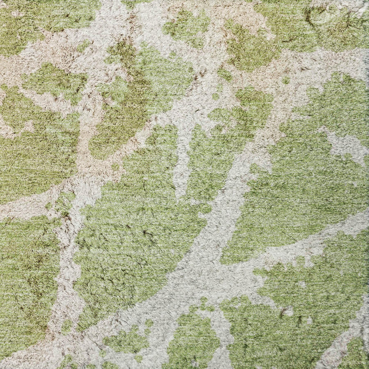 8' Green And Ivory Geometric Shag Washable Round Rug With UV Protection - HomeRoots - Flyclothing LLC