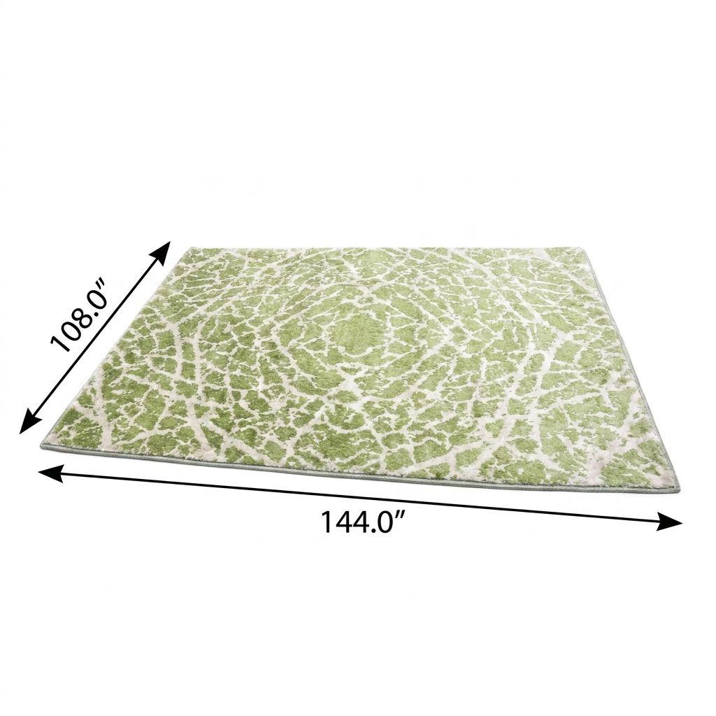 9' X 12' Green And Ivory Geometric Shag Washable Area Rug With UV Protection - HomeRoots - Flyclothing LLC