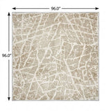 8' Beige And Ivory Geometric Shag Washable Round Rug With UV Protection - HomeRoots - Flyclothing LLC