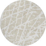8' Beige And Ivory Geometric Shag Washable Round Rug With UV Protection - HomeRoots - Flyclothing LLC