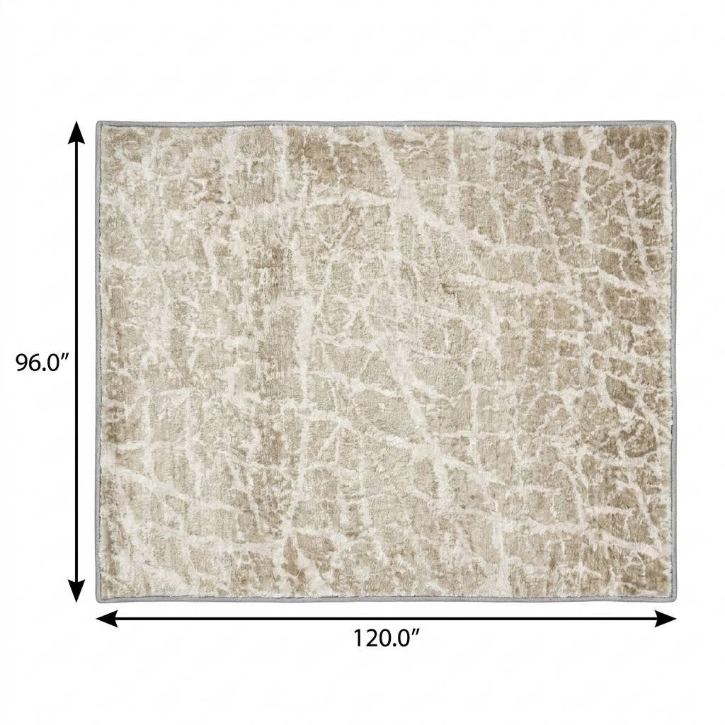 8' X 10' Beige And Ivory Geometric Shag Washable Area Rug With UV Protection - HomeRoots - Flyclothing LLC