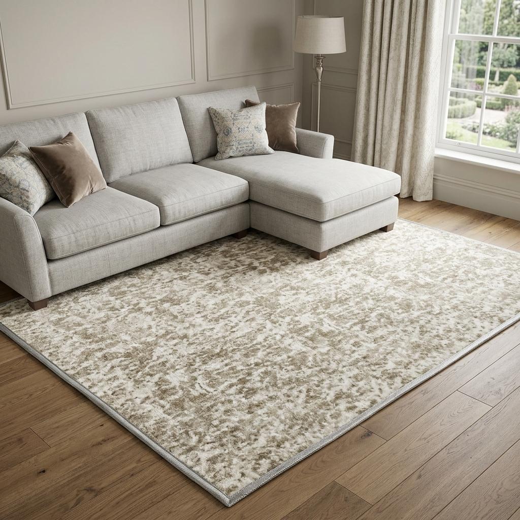 8' X 10' Beige And Ivory Geometric Shag Washable Area Rug With UV Protection - HomeRoots - Flyclothing LLC
