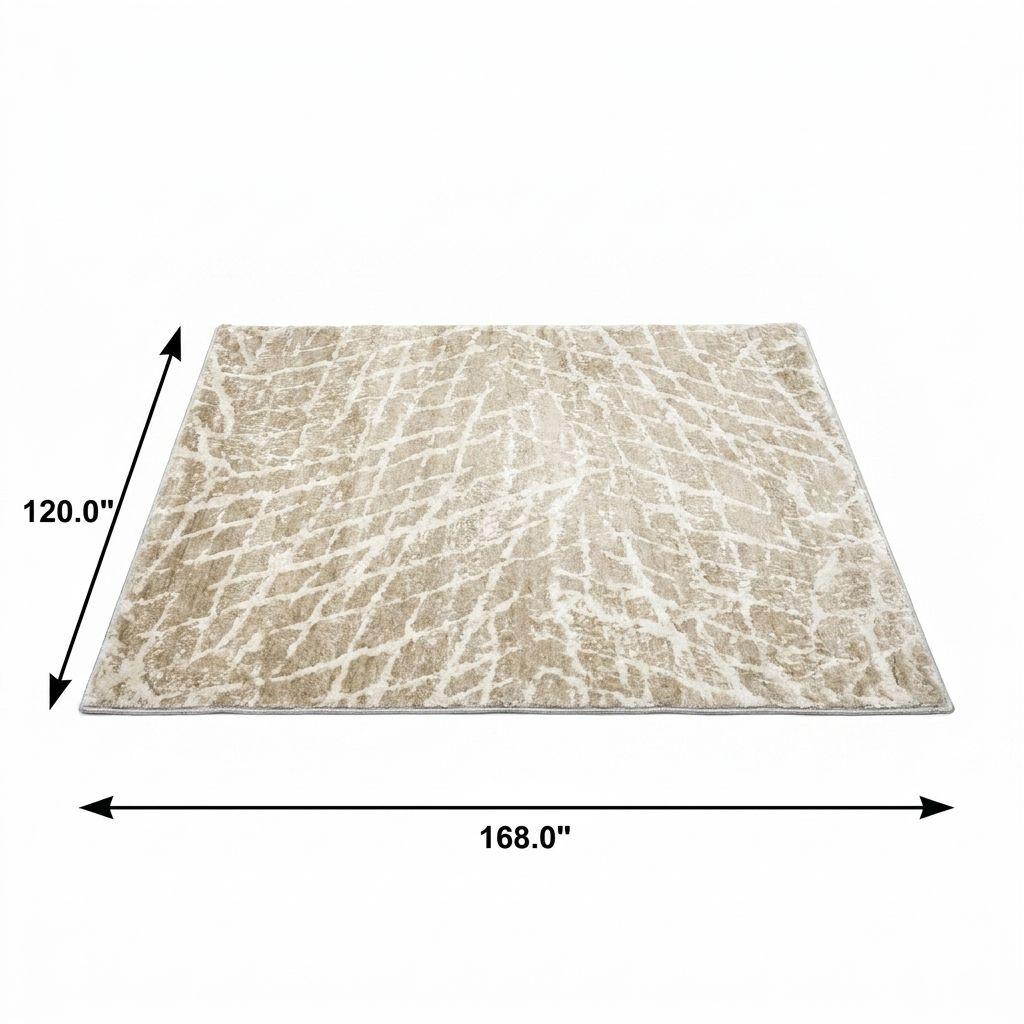 10' X 14' Beige And Ivory Geometric Shag Washable Area Rug With UV Protection - HomeRoots - Flyclothing LLC
