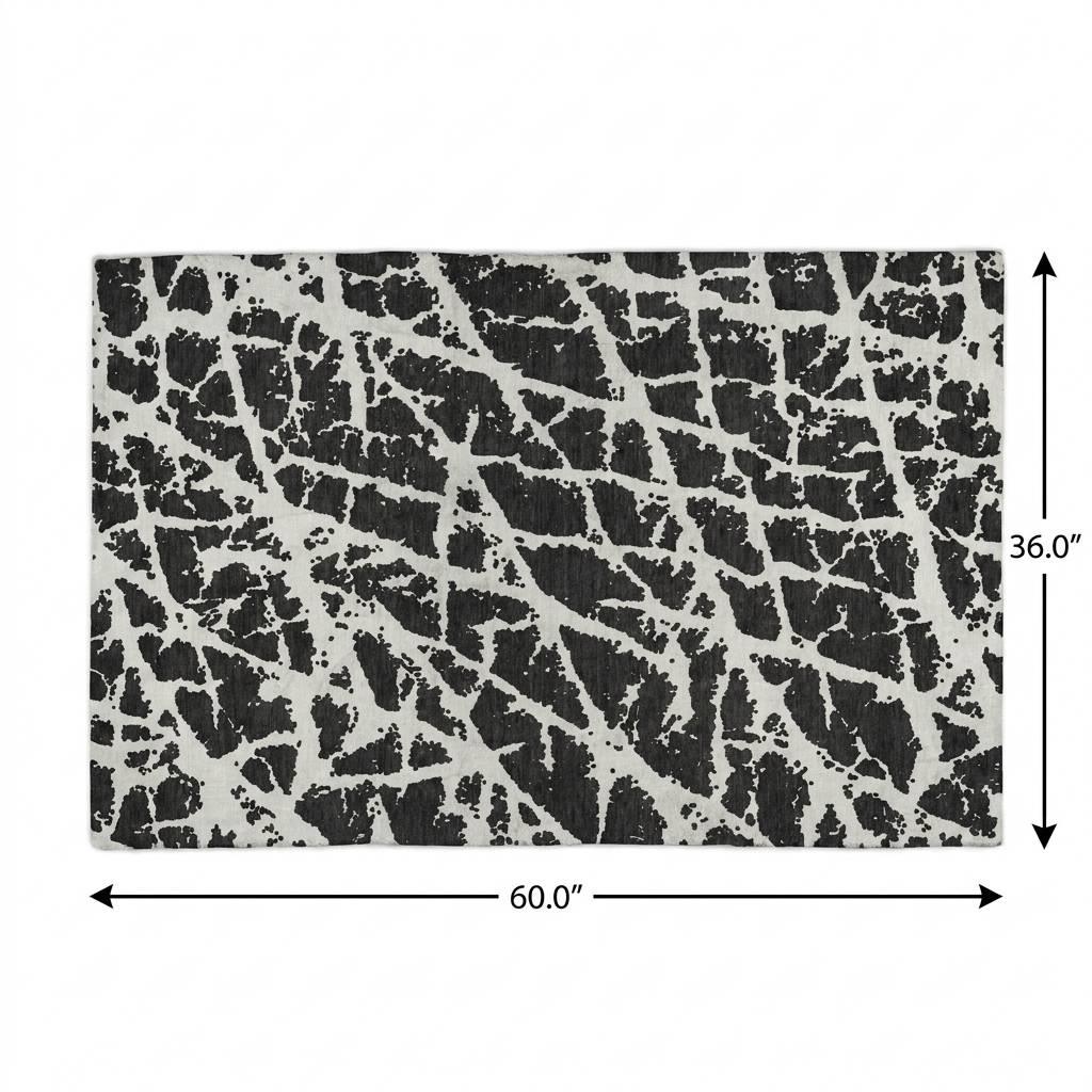 3' X 5' Black And Ivory Geometric Shag Washable Area Rug With UV Protection - HomeRoots - Flyclothing LLC