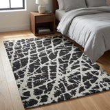 3' X 5' Black And Ivory Geometric Shag Washable Area Rug With UV Protection - HomeRoots - Flyclothing LLC