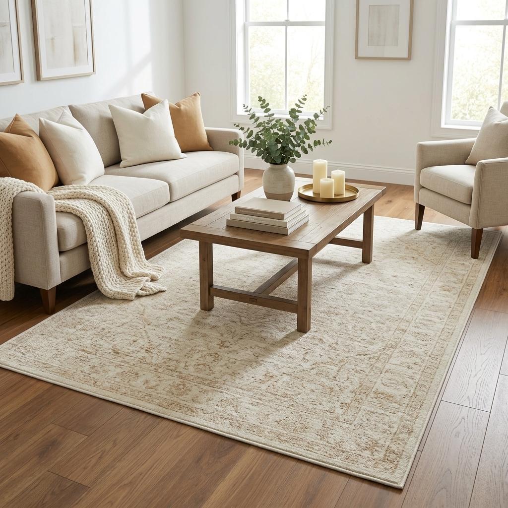 5' X 8' Beige And Ivory Abstract Shag Washable Area Rug With UV Protection - HomeRoots - Flyclothing LLC