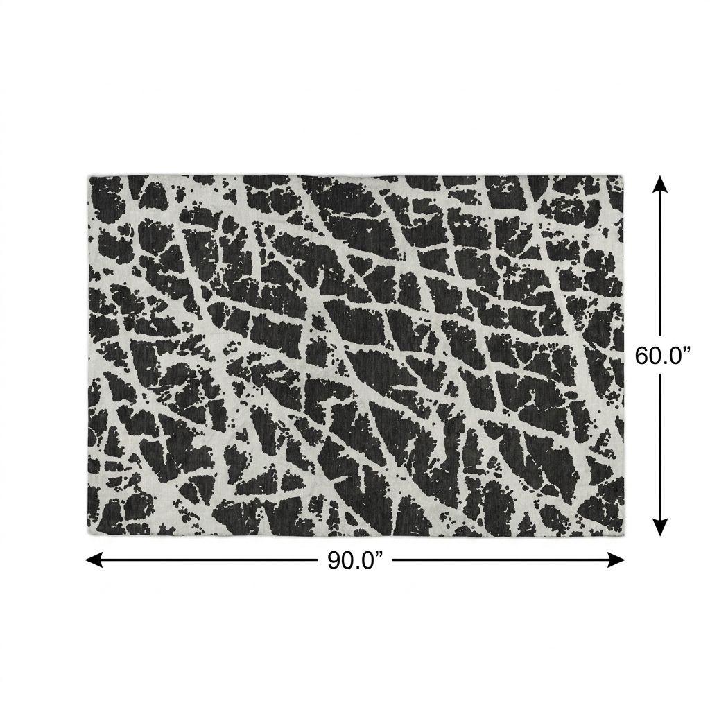 5' X 8' Black And Ivory Geometric Shag Washable Area Rug With UV Protection - HomeRoots - Flyclothing LLC