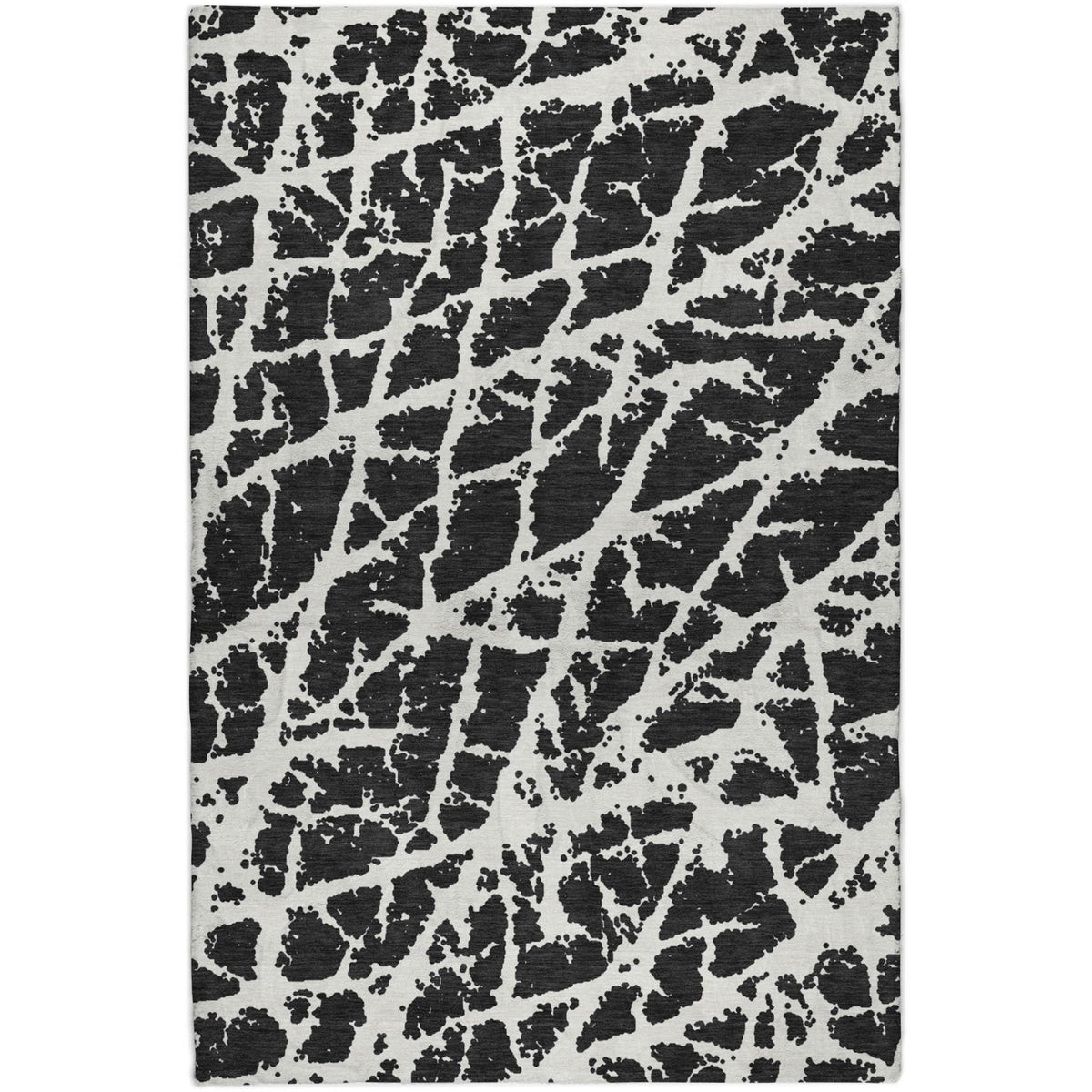 5' X 8' Black And Ivory Geometric Shag Washable Area Rug With UV Protection - HomeRoots - Flyclothing LLC