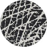 8' Black And Ivory Geometric Shag Washable Round Rug With UV Protection - HomeRoots - Flyclothing LLC