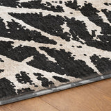 8' Black And Ivory Geometric Shag Washable Round Rug With UV Protection - HomeRoots - Flyclothing LLC