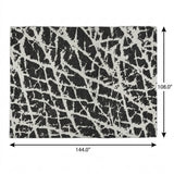 9' X 12' Black And Ivory Geometric Shag Washable Area Rug With UV Protection - HomeRoots - Flyclothing LLC