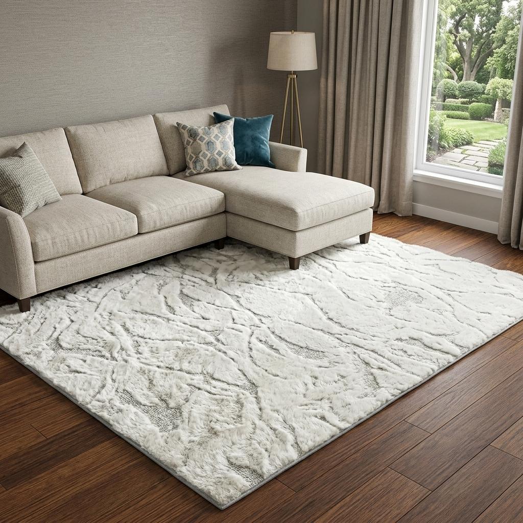 10' X 14' Beige And Ivory Abstract Shag Washable Area Rug With UV Protection - HomeRoots - Flyclothing LLC