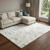 10' X 14' Beige And Ivory Abstract Shag Washable Area Rug With UV Protection - HomeRoots - Flyclothing LLC