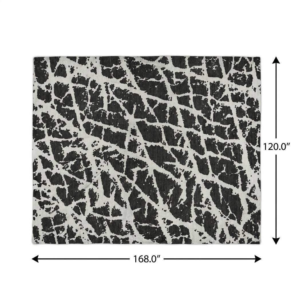 10' X 14' Black And Ivory Geometric Shag Washable Area Rug With UV Protection - HomeRoots - Flyclothing LLC