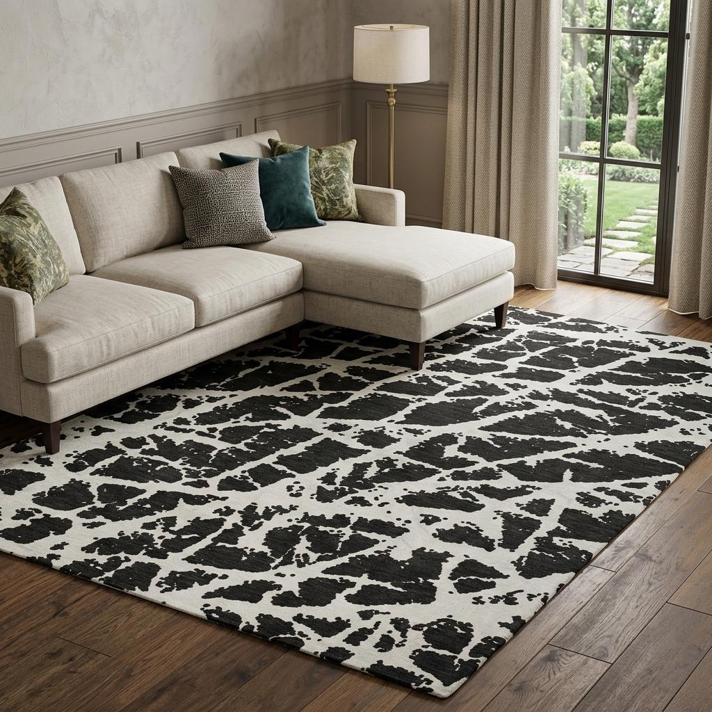 10' X 14' Black And Ivory Geometric Shag Washable Area Rug With UV Protection - HomeRoots - Flyclothing LLC