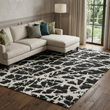 10' X 14' Black And Ivory Geometric Shag Washable Area Rug With UV Protection - HomeRoots - Flyclothing LLC