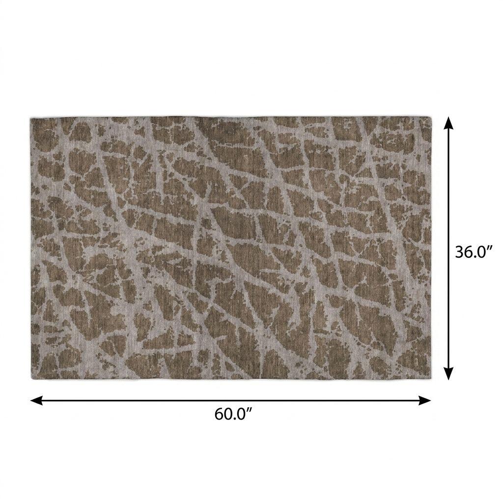 3' X 5' Brown And Taupe Geometric Shag Washable Area Rug With UV Protection - HomeRoots - Flyclothing LLC