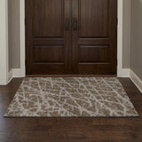 3' X 5' Brown And Taupe Geometric Shag Washable Area Rug With UV Protection - HomeRoots - Flyclothing LLC