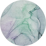 8' Blue And Teal Abstract Shag Washable Round Rug With UV Protection - HomeRoots - Flyclothing LLC