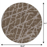 8' Brown And Taupe Geometric Shag Washable Round Rug With UV Protection - HomeRoots - Flyclothing LLC