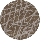 8' Brown And Taupe Geometric Shag Washable Round Rug With UV Protection - HomeRoots - Flyclothing LLC