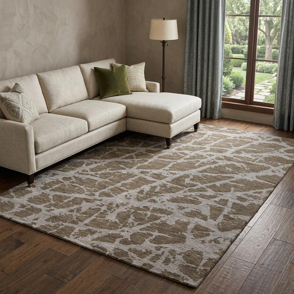 9' X 12' Brown And Taupe Geometric Shag Washable Area Rug With UV Protection - HomeRoots - Flyclothing LLC