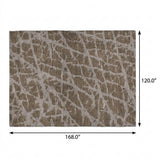 10' X 14' Brown And Taupe Geometric Shag Washable Area Rug With UV Protection - HomeRoots - Flyclothing LLC