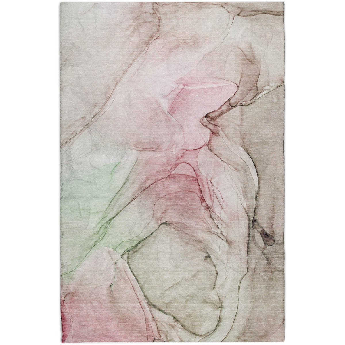 5' X 8' Blush And Taupe Abstract Shag Washable Area Rug With UV Protection - HomeRoots - Flyclothing LLC