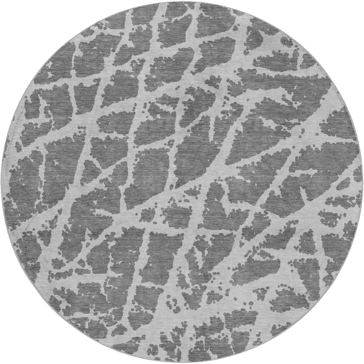 8' Charcoal And Gray Geometric Shag Washable Round Rug With UV Protection - HomeRoots - Flyclothing LLC