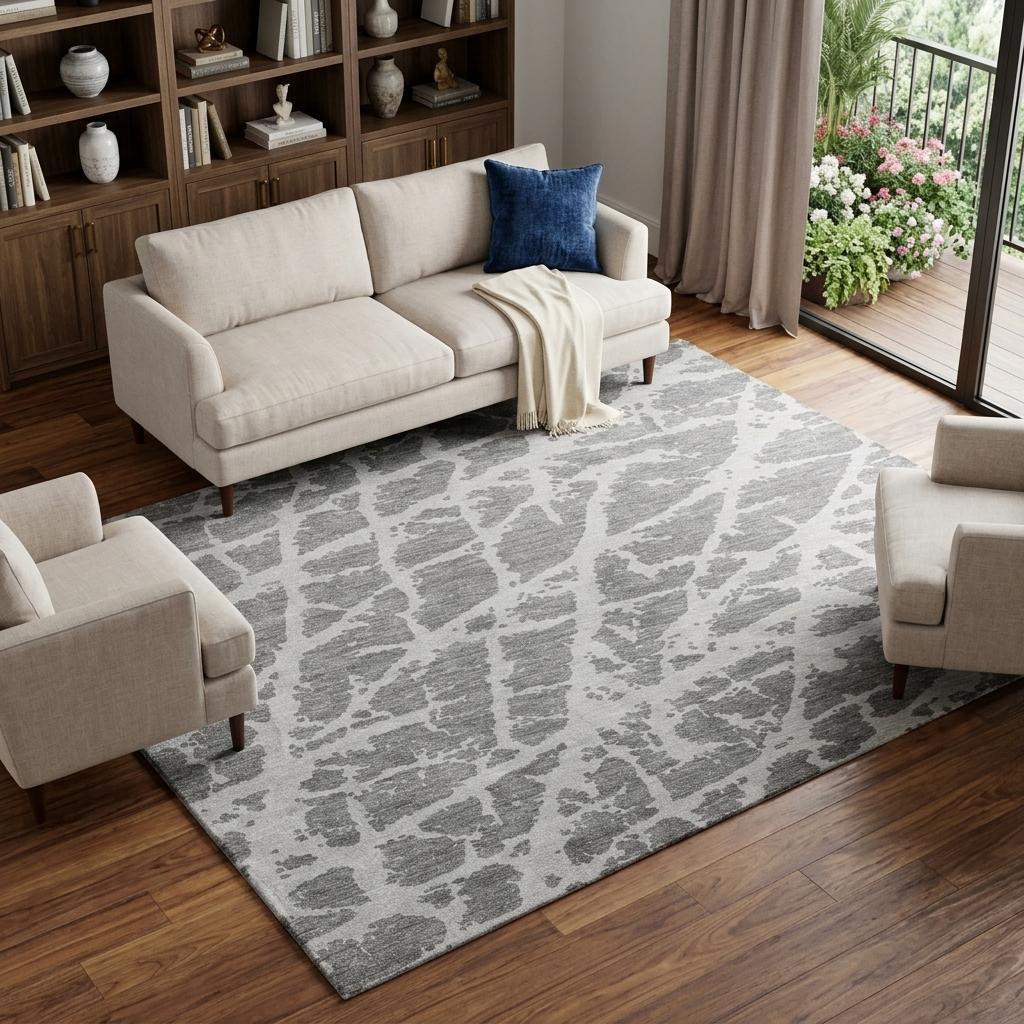 9' X 12' Charcoal And Gray Geometric Shag Washable Area Rug With UV Protection - HomeRoots - Flyclothing LLC
