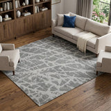10' X 14' Charcoal And Gray Geometric Shag Washable Area Rug With UV Protection - HomeRoots - Flyclothing LLC