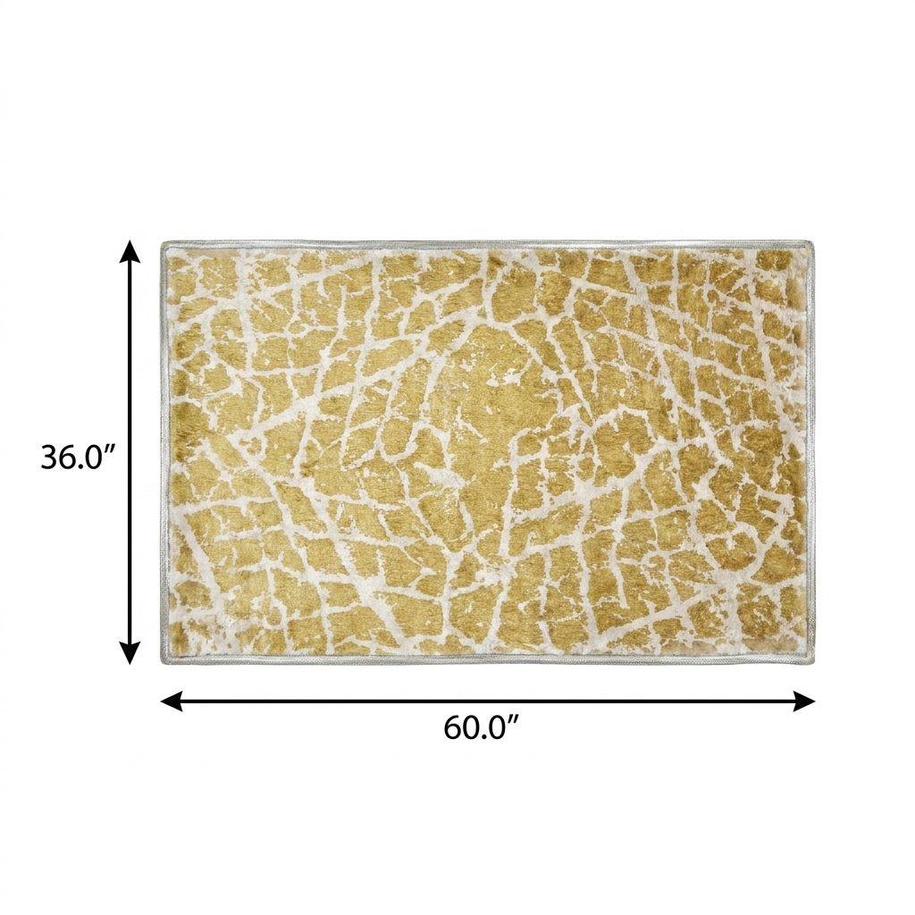 3' X 5' Gold And Ivory Geometric Shag Washable Area Rug With UV Protection - HomeRoots - Flyclothing LLC
