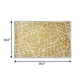 3' X 5' Gold And Ivory Geometric Shag Washable Area Rug With UV Protection - HomeRoots - Flyclothing LLC