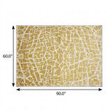5' X 8' Gold And Ivory Geometric Shag Washable Area Rug With UV Protection - HomeRoots - Flyclothing LLC