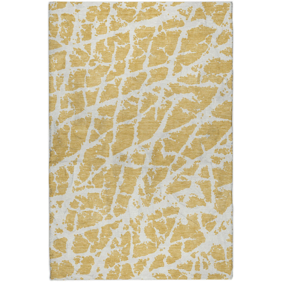 5' X 8' Gold And Ivory Geometric Shag Washable Area Rug With UV Protection - HomeRoots - Flyclothing LLC