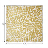 8' Gold And Ivory Geometric Shag Washable Round Rug With UV Protection - HomeRoots - Flyclothing LLC