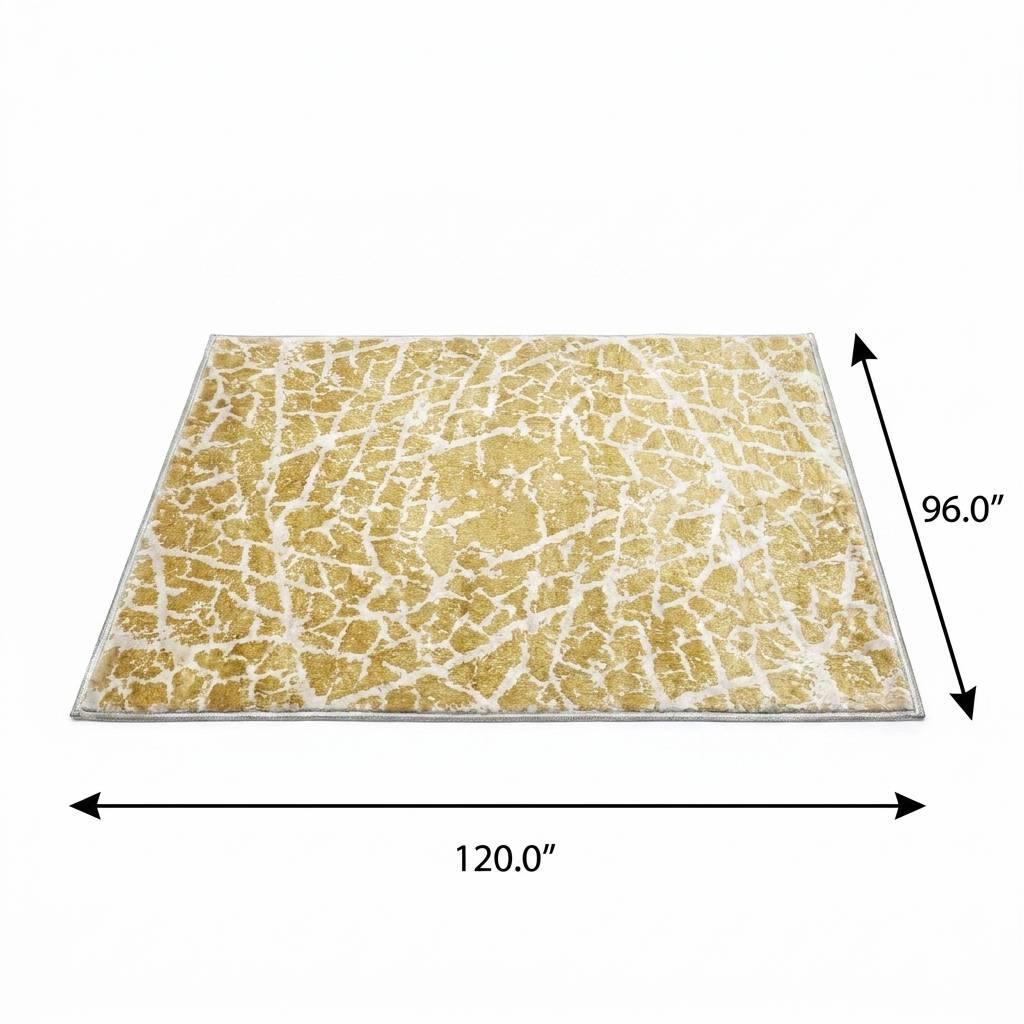 8' X 10' Gold And Ivory Geometric Shag Washable Area Rug With UV Protection - HomeRoots - Flyclothing LLC