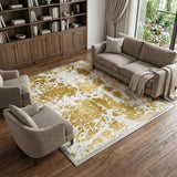 8' X 10' Gold And Ivory Geometric Shag Washable Area Rug With UV Protection - HomeRoots - Flyclothing LLC
