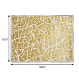 10' X 14' Gold And Ivory Geometric Shag Washable Area Rug With UV Protection - HomeRoots - Flyclothing LLC