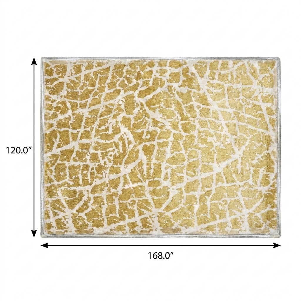 10' X 14' Gold And Ivory Geometric Shag Washable Area Rug With UV Protection - HomeRoots - Flyclothing LLC
