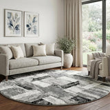 8' Beige And Gray Abstract Shag Washable Round Rug With UV Protection - HomeRoots - Flyclothing LLC