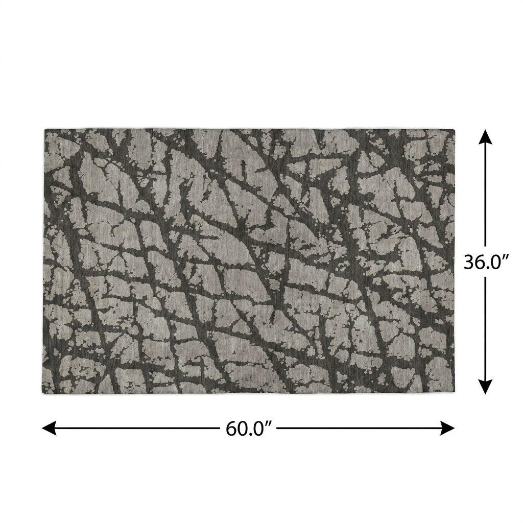 3' X 5' Gray And Charcoal Geometric Shag Washable Area Rug With UV Protection - HomeRoots - Flyclothing LLC