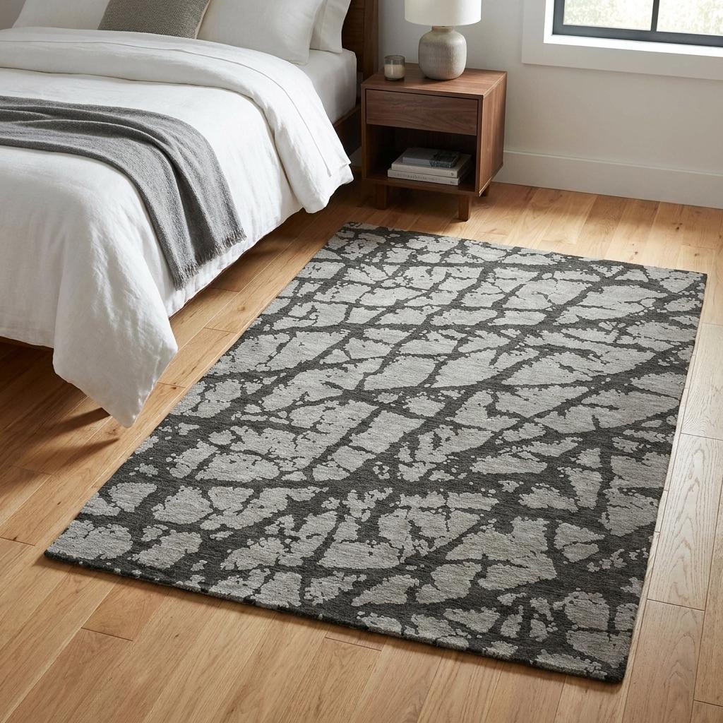 3' X 5' Gray And Charcoal Geometric Shag Washable Area Rug With UV Protection - HomeRoots - Flyclothing LLC