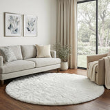 8' Green And Ivory Abstract Shag Washable Round Rug With UV Protection - HomeRoots - Flyclothing LLC