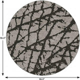 8' Gray And Charcoal Geometric Shag Washable Round Rug With UV Protection - HomeRoots - Flyclothing LLC
