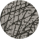 8' Gray And Charcoal Geometric Shag Washable Round Rug With UV Protection - HomeRoots - Flyclothing LLC