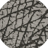 8' Gray And Charcoal Geometric Shag Washable Round Rug With UV Protection - HomeRoots - Flyclothing LLC